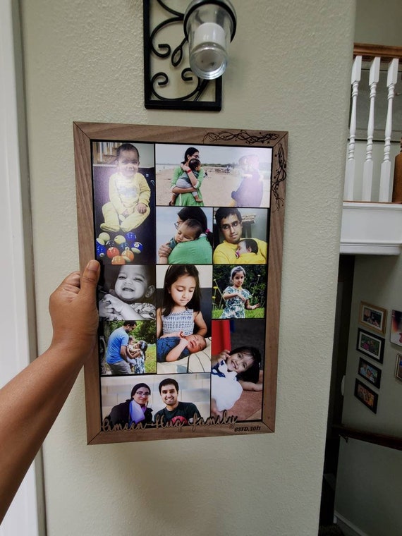 Customizable 3D Wood Photo Collage Frame, Magnetic Snap - Etsy
