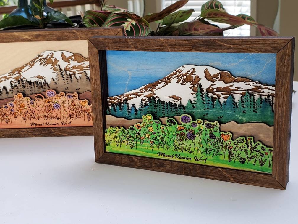 Mount Rainier National Park 3D Wooden Art