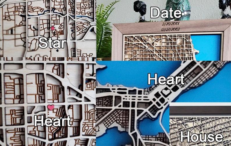 Kansas City 3D Map on Wood Laser Cut/engraved 5 Layers Etsy