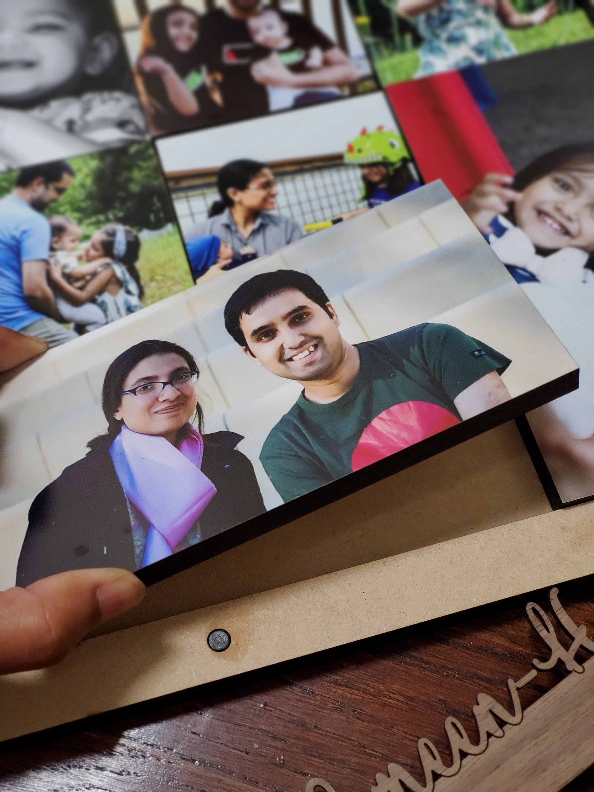 Customizable 3D Wood Photo Collage Frame, Magnetic Snap - Etsy