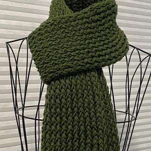 Dark Olive Green Knit Scarf: Soft Acrylic Winter Scarf For Men And Women
