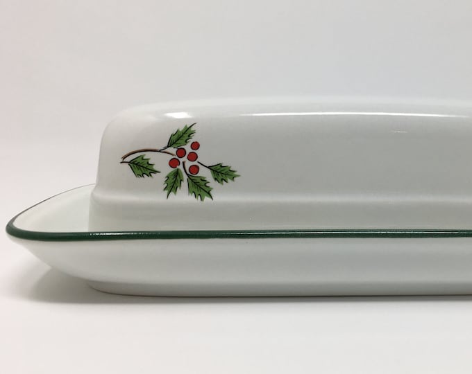 Christmas Butter Dish, International Stoneware Noel Butter Dish