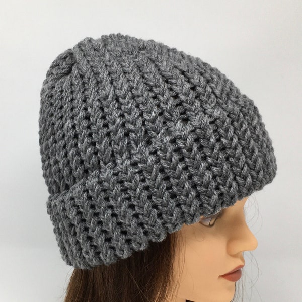 Grey Knit Hat Etsy