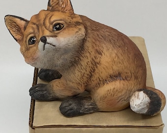 River Shore Porcelain Fox Figurine: Roscoe, Roger J. Brown (NIB)