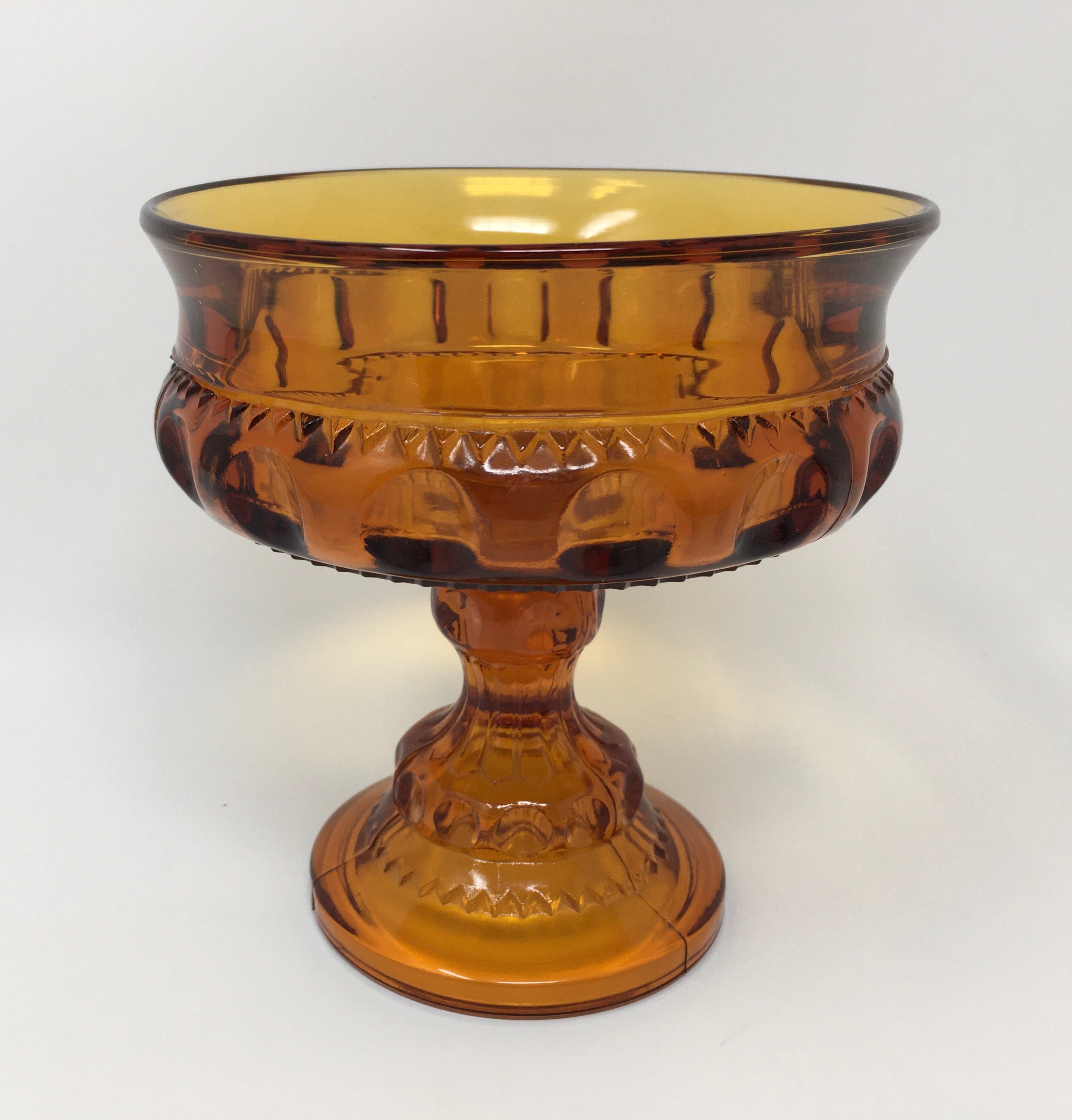 Vintage Amber Glass Pedestal Bowl Amber Comport Footed Bowl Etsy