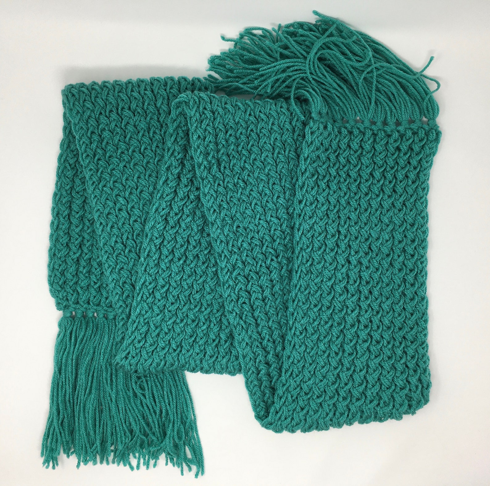 Jade Green Knit Scarf With Or Without Fringe Warm Winter Etsy