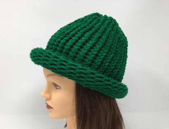 Green Rolled Brim Hat Kelly Green 