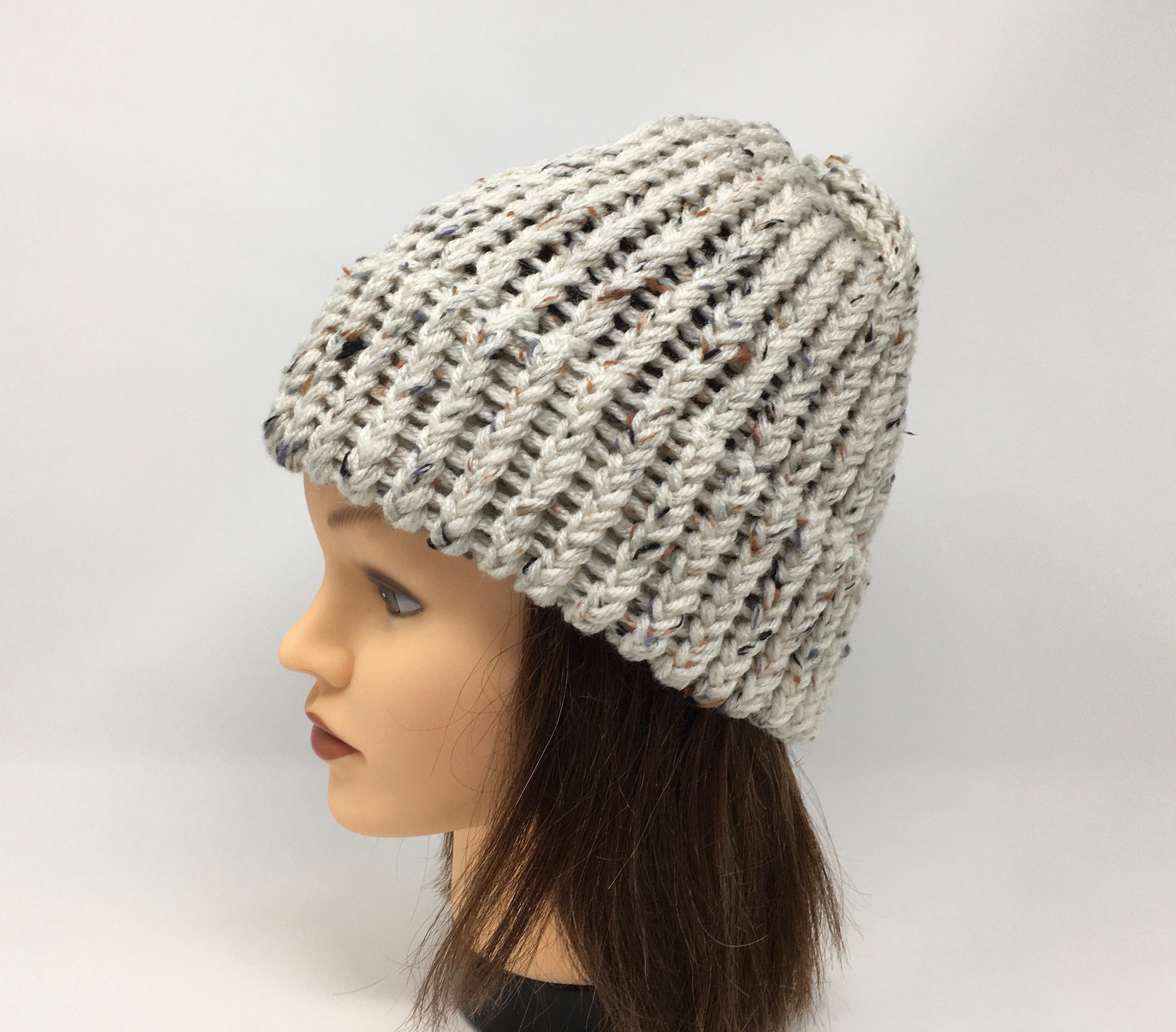 Oatmeal Knit Hat Oatmeal Speckled Beanie Winter Hat Warm Etsy