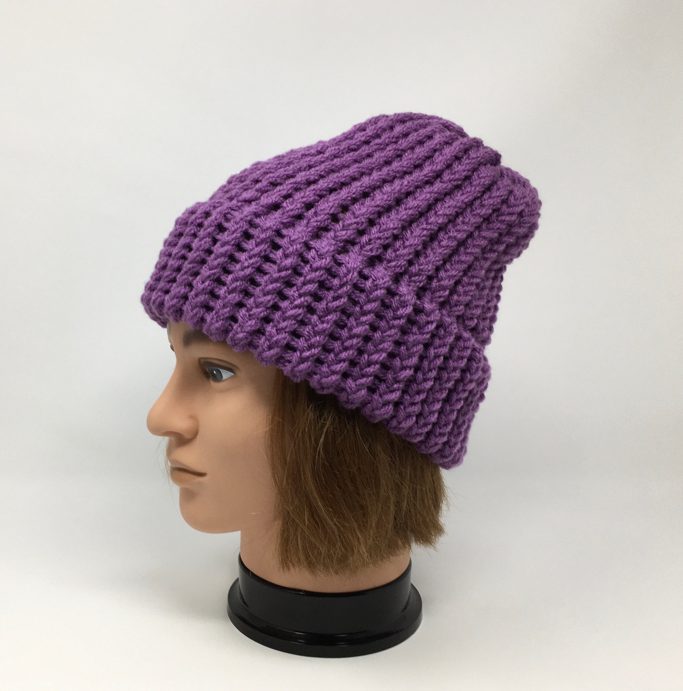 Purple Knit Hat Purple Beanie Knit Hat Winter Hat Warm Etsy