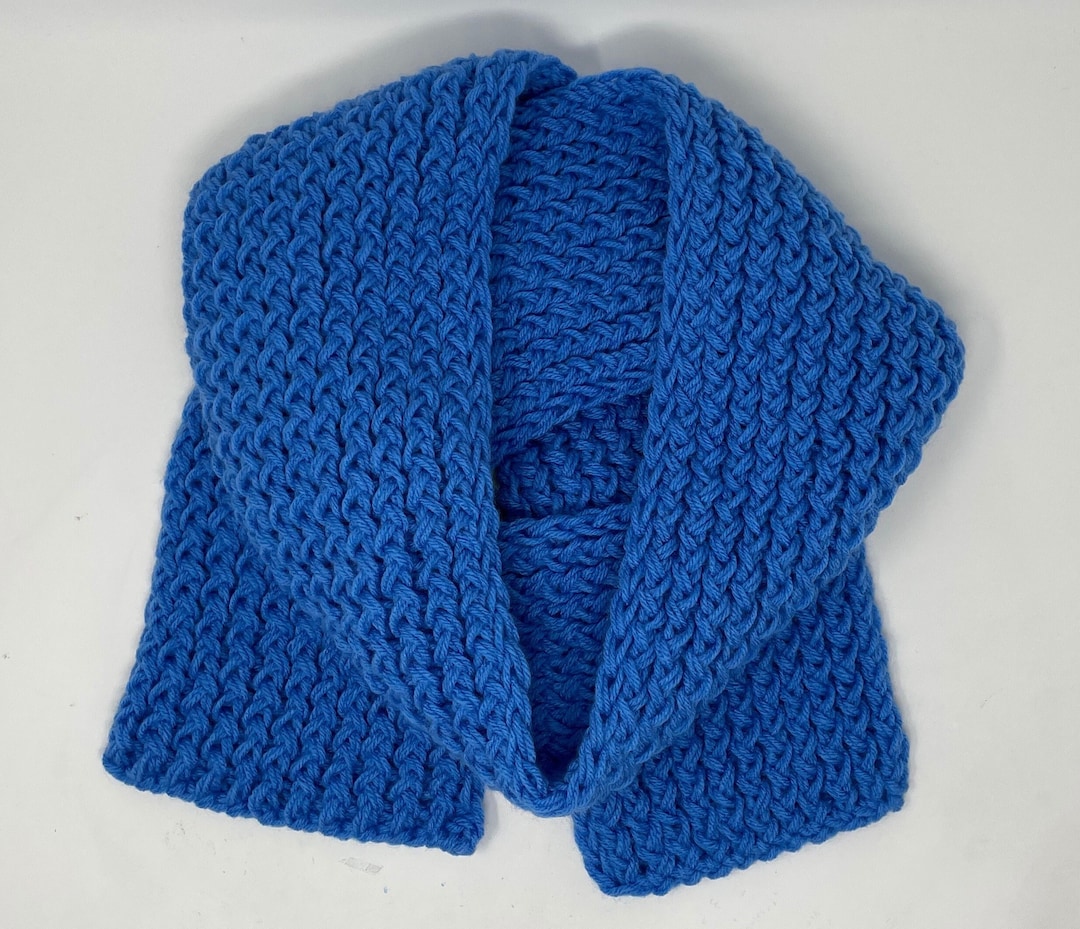 Delft Blue Knit Scarf, Handmade Scarf, Mens Knit Scarf, Womens Knit