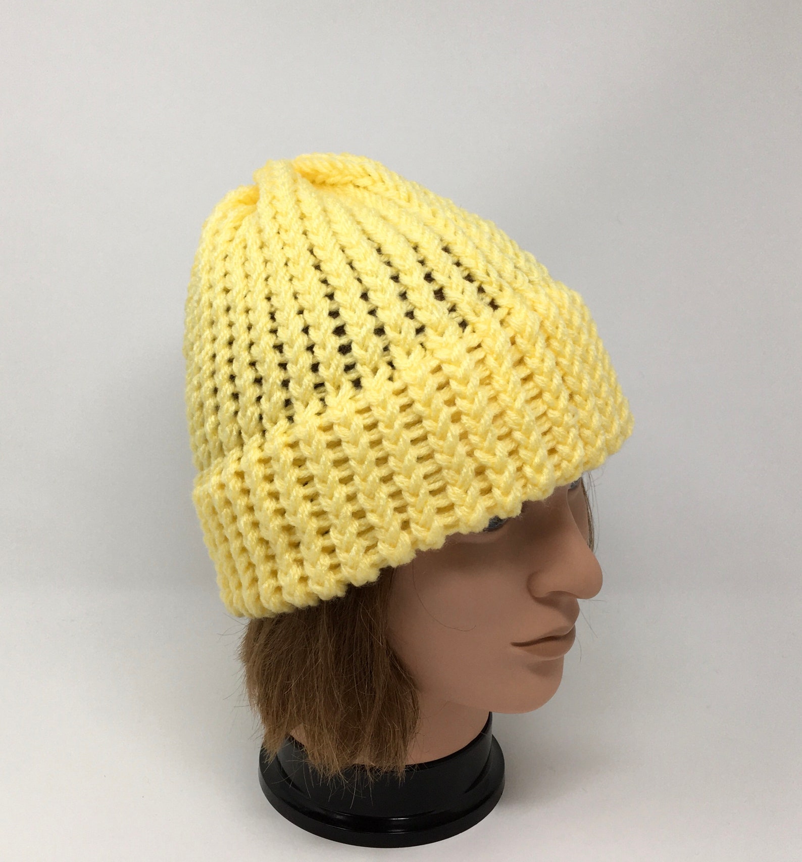 Yellow Knit Hat Lemon Yellow Beanie Winter Hat Warm Hat Etsy