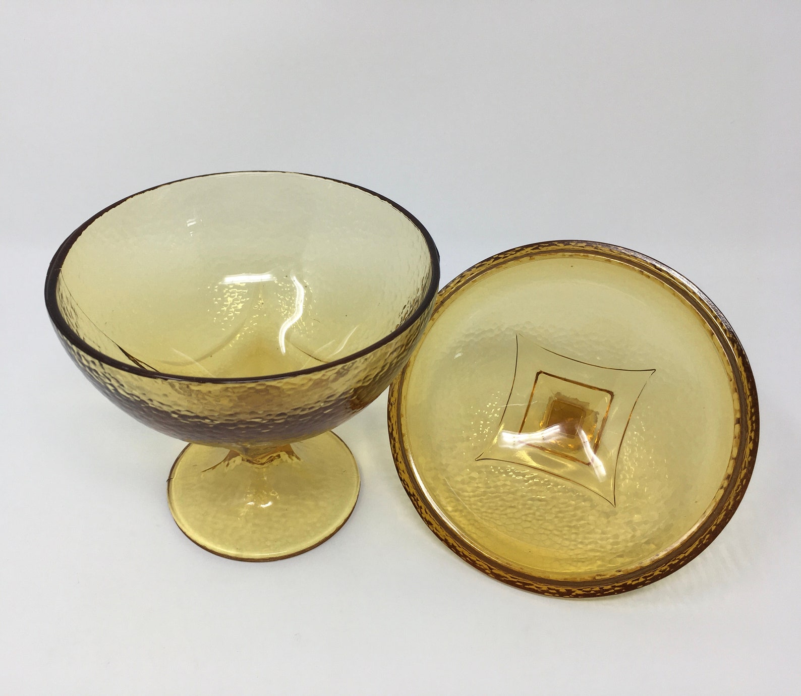 Vintage Gold Candy Dish With Lid Hazel Atlas Pebblestone Gold Etsy
