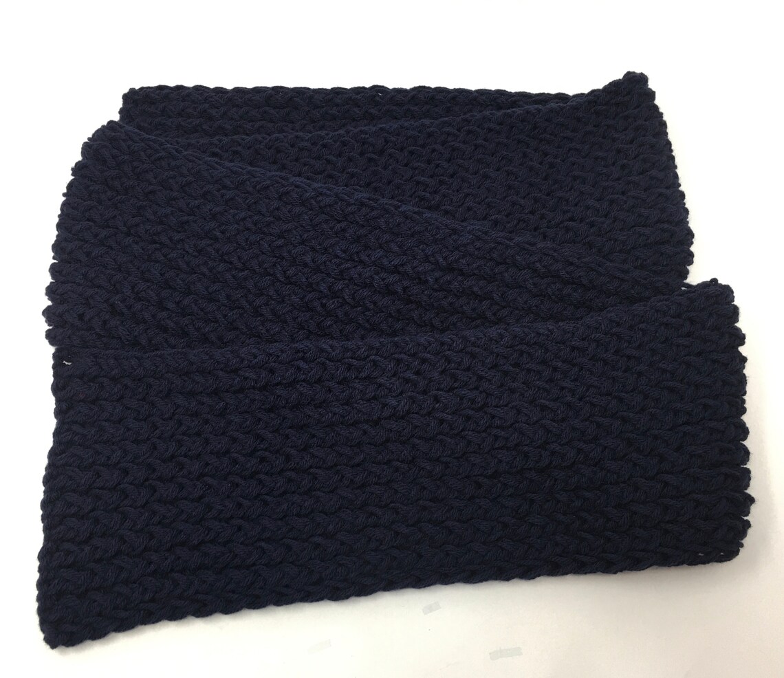 Navy Blue Knit Scarf Winter Scarf Knit Navy Blue Scarf Loom | Etsy