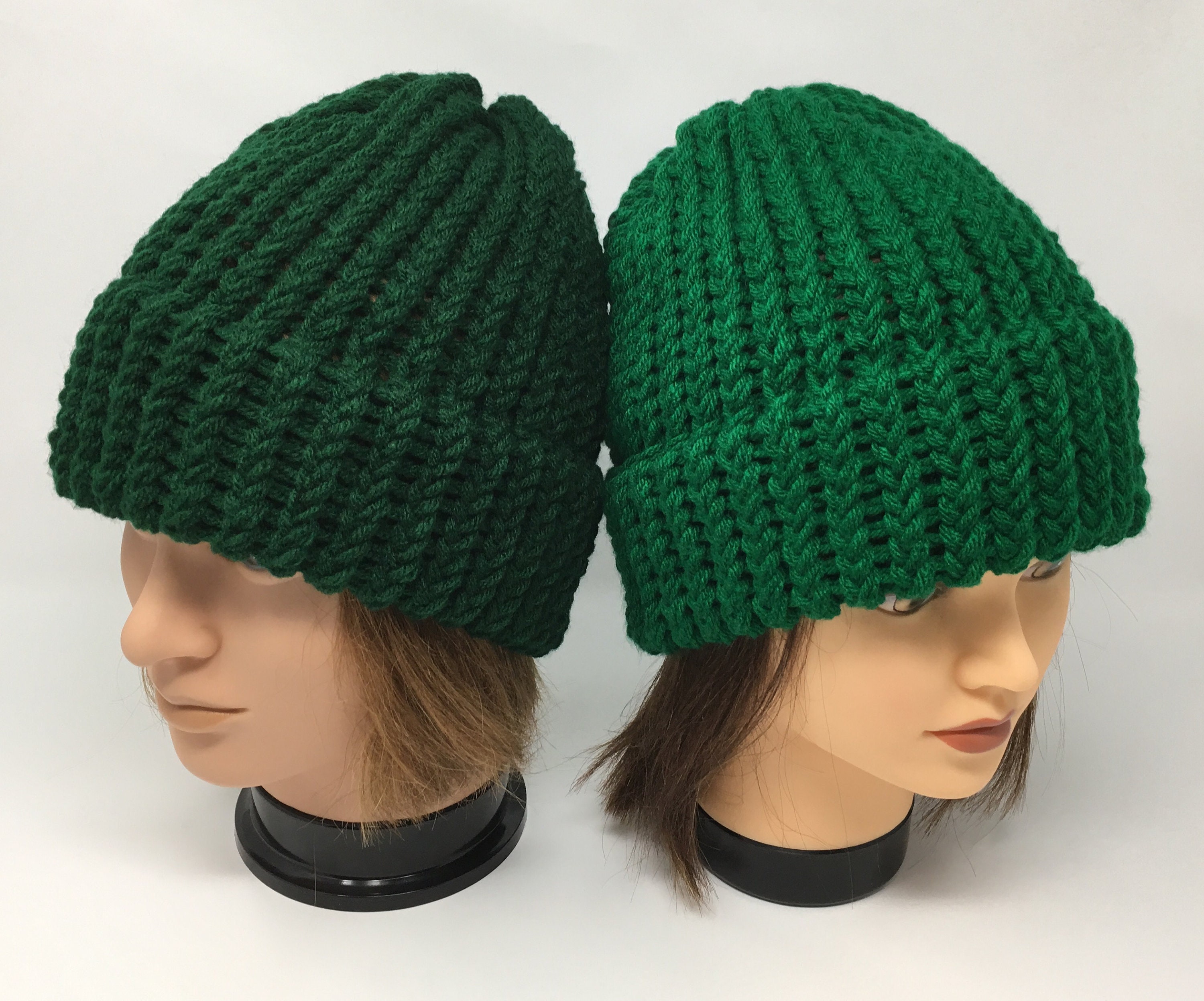 Dark Green Knit Hat - Etsy