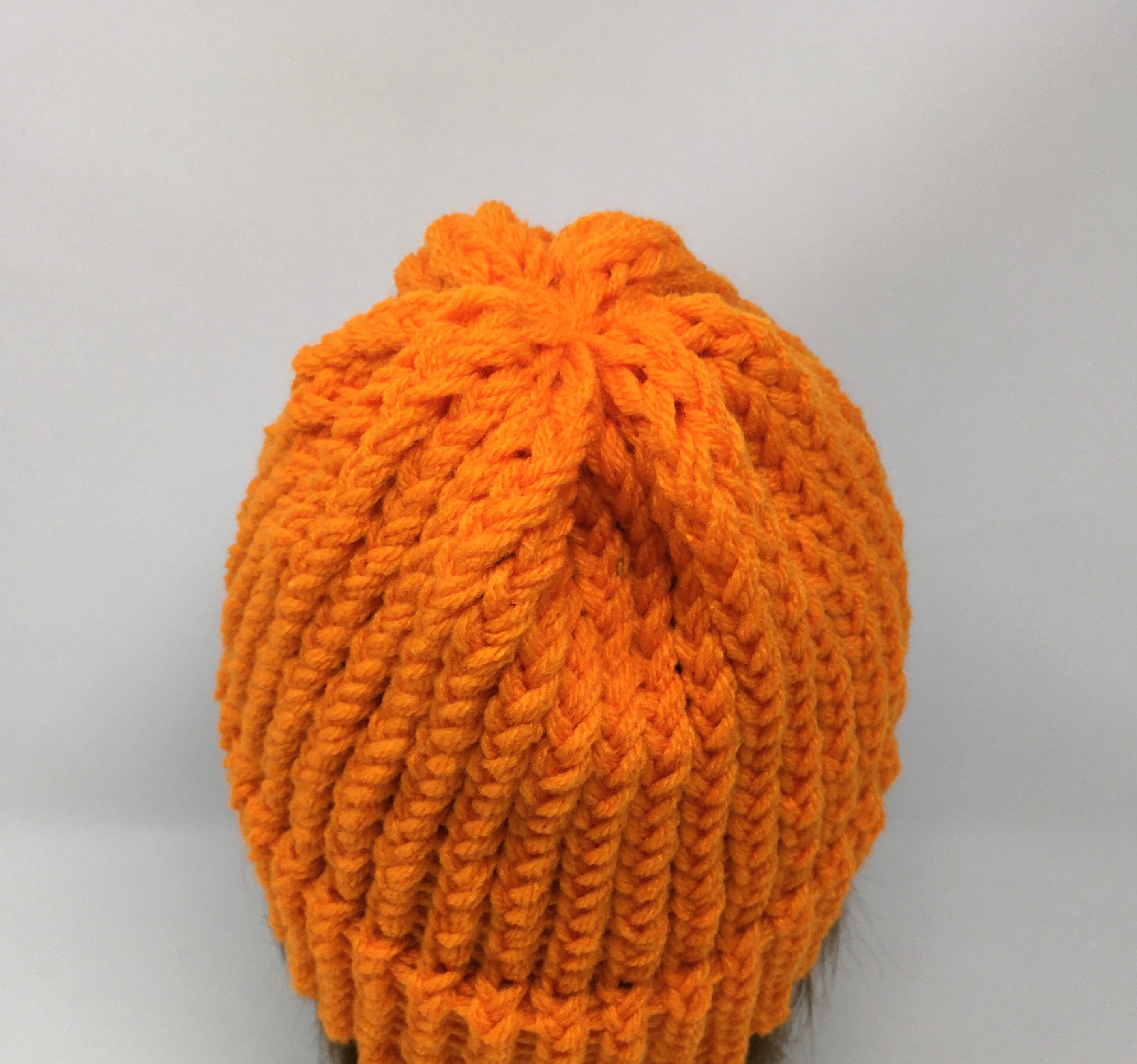 Orange Knit Hat Orange Beanie Winter Hat Loom Knit Hat Etsy