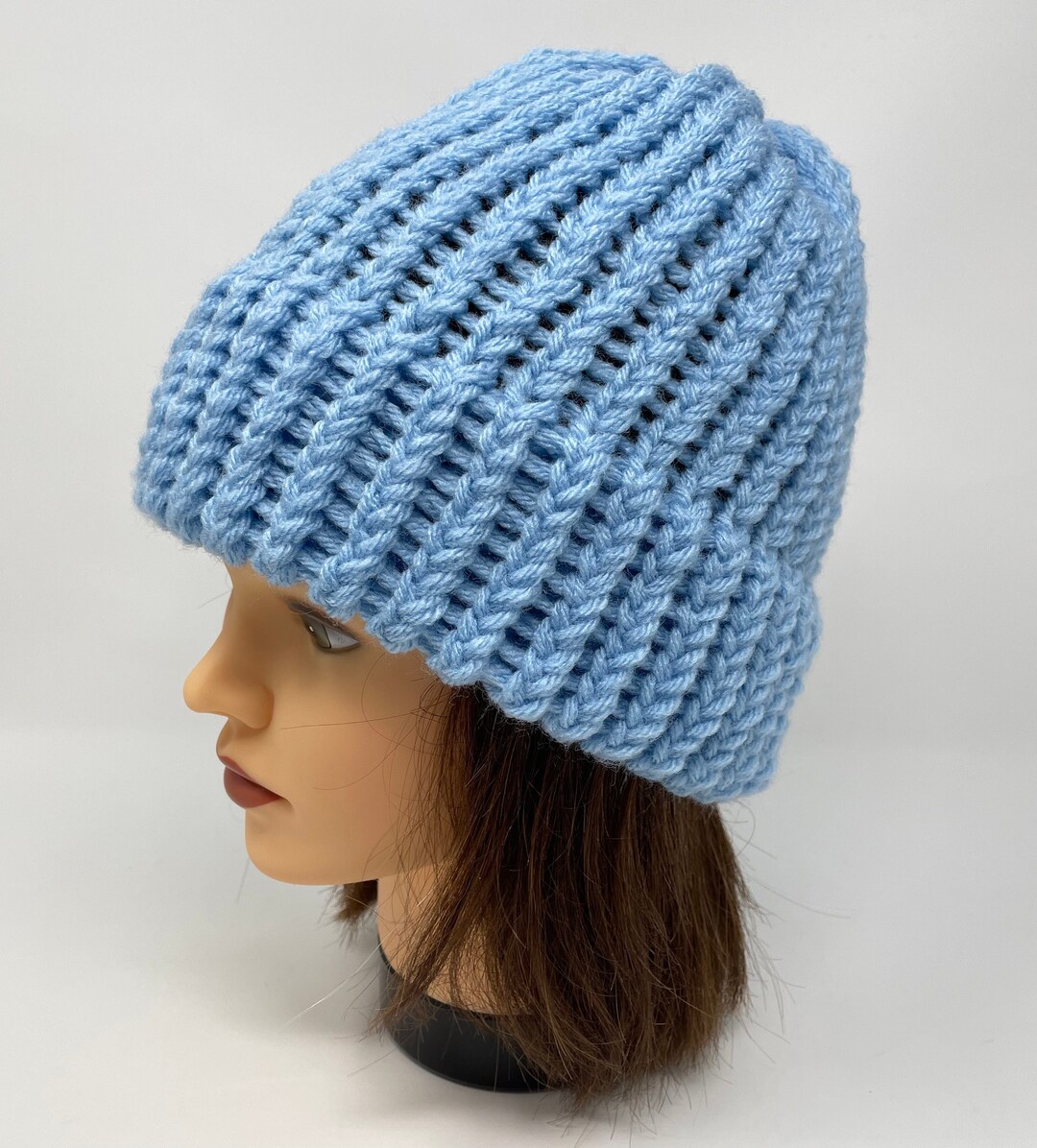 Light Blue Knit Hat, Light Blue Beanie, Warm Hat, Winter Hat, Knit Hat