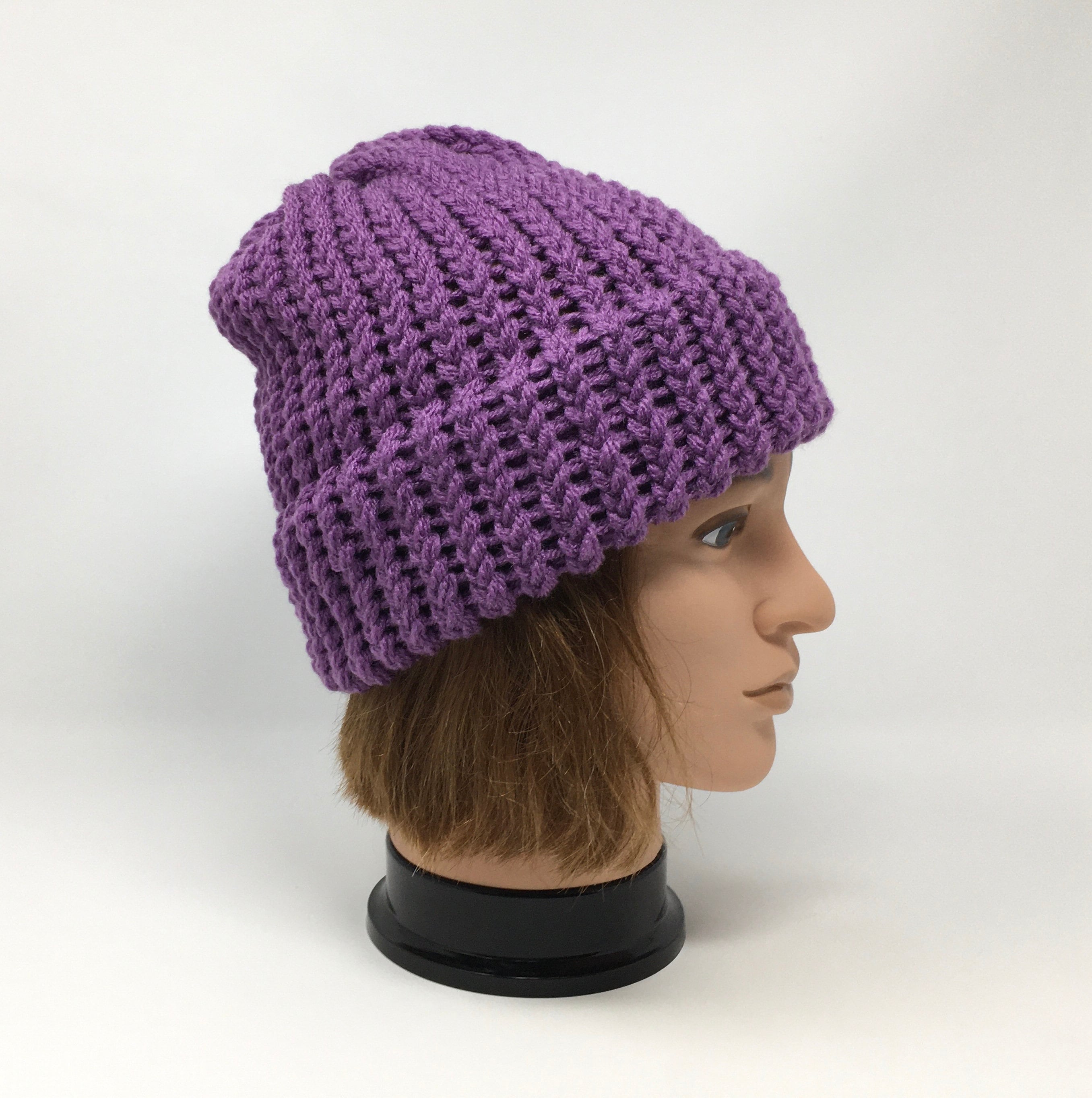Purple Knit Hat Purple Beanie Knit Hat Winter Hat Warm Etsy