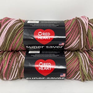 Red Heart Super Saver Yarn Pink Camo, Yarn Destash