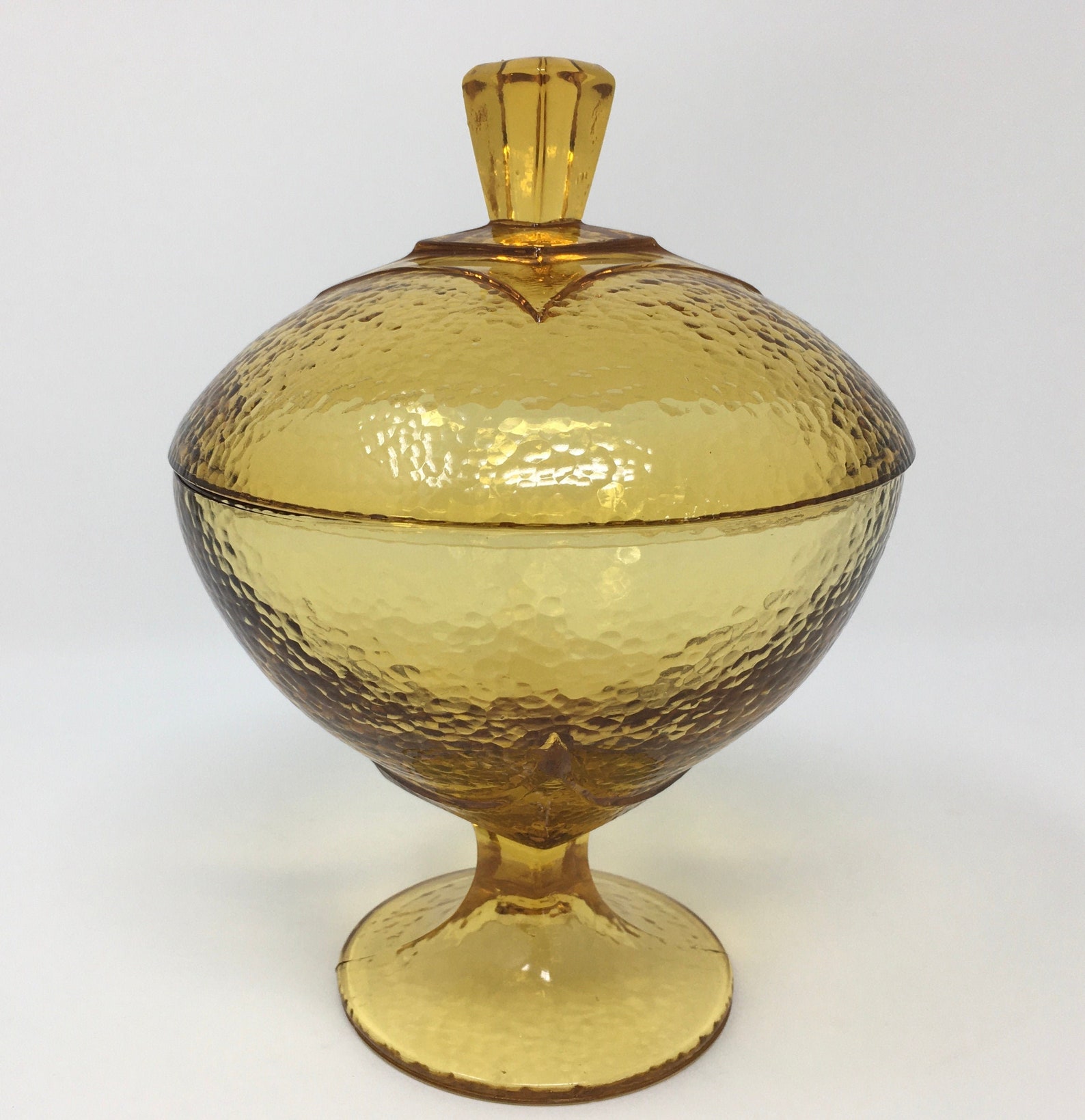 Vintage Gold Candy Dish With Lid Hazel Atlas Pebblestone Gold Etsy