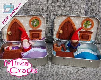 PDF Pattern & tutorial -  Little gnome in altoid tin box playset