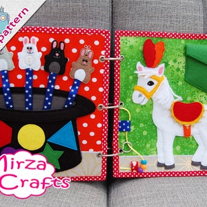 PDF Pattern & tutorial 2 Quiet book pages Circusbook: Rabbits in the hat and Circus horse image 1