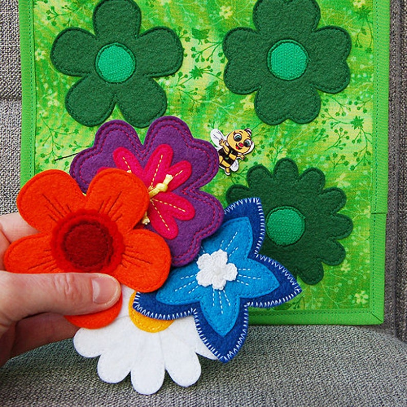 PDF Pattern & tutorial 2 Quiet book pages Flowers puzzle and Etsy