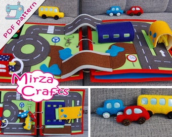 PDF Pattern & tutorial -  2 Quiet book pages: Car and Traffic roads