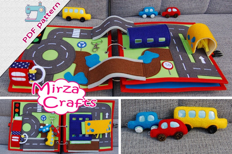 PDF Pattern & tutorial 2 Quiet book pages: Car and Traffic roads image 1