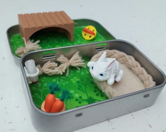 Altoids tin playset 3D articulated rabbit bunny white