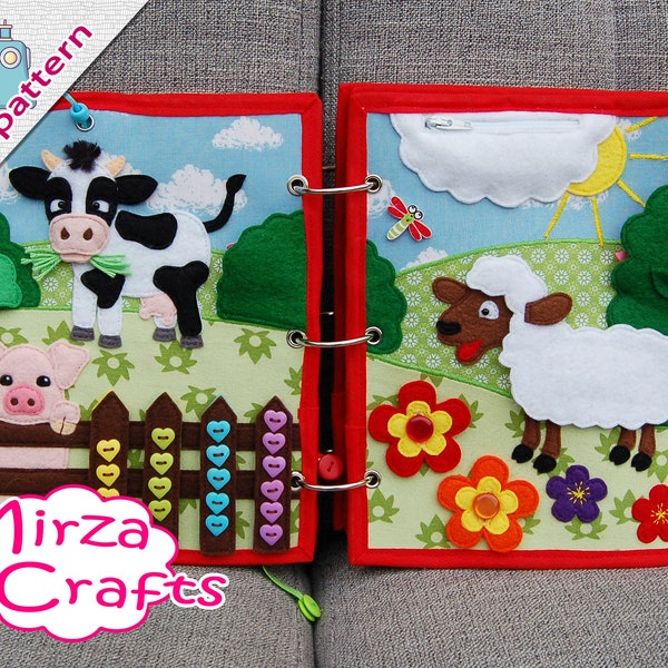 PDF Pattern & tutorial - 2 farm quiet book pages: Cow, pig and sheep