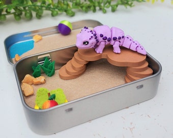 Altoids tin playset 3D articulated mini bearded dragon pink