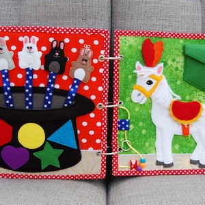 PDF Pattern & tutorial 2 Quiet book pages Circusbook: Rabbits in the hat and Circus horse image 2