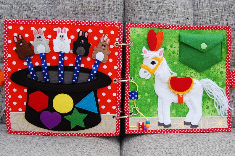 PDF Pattern & tutorial 2 Quiet book pages Circusbook: Rabbits in the hat and Circus horse image 2