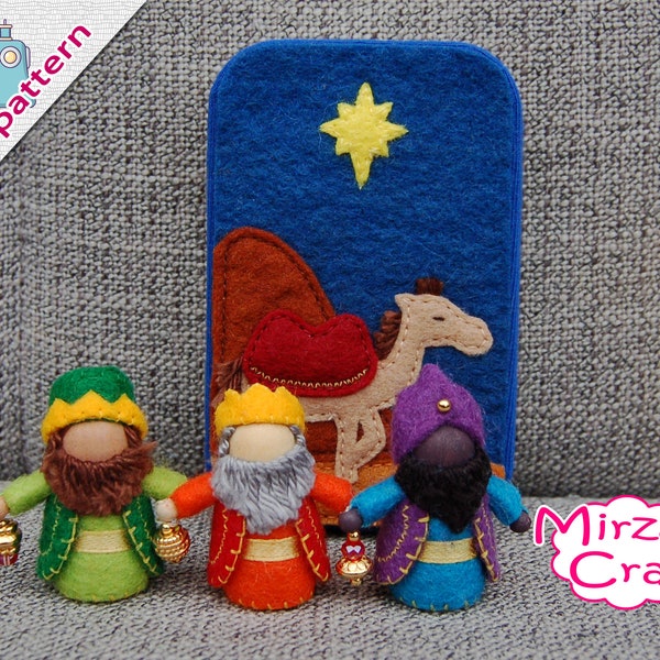 PDF Pattern & tutorial -  3 kings nativity scene in altoid tin box playset