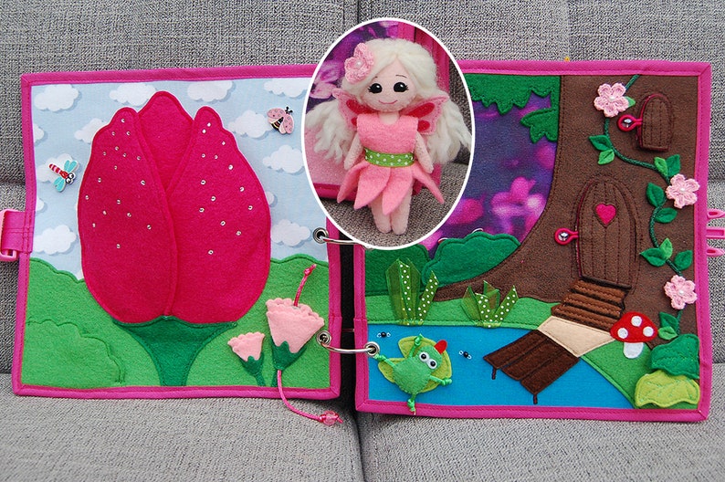 PDF Pattern & tutorial 2 Quiet book pages Fairybook: Flower and Magic forest afbeelding 2