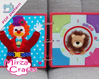 PDF Pattern & tutorial - 2 Quiet book pages Circusbook: Clown and Lion