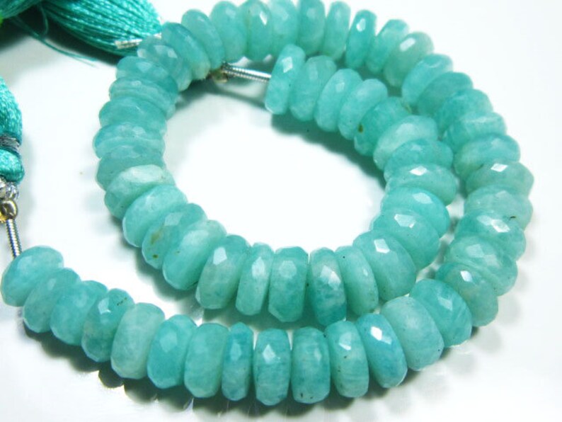 7.50-8mm-B3092 AA-Amazonite Micro Cut Tyre Shape Big Rondelles-8 Strand-Stone measures