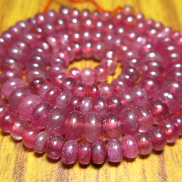 AA-Mouzambique Ruby Smooth Rondelles- 14" Strand -Stones measure- 3mm