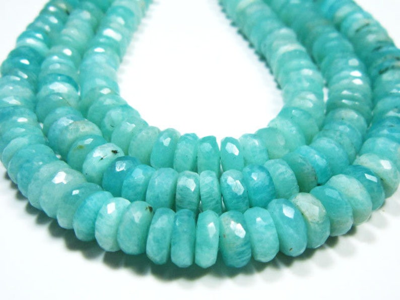 7.50-8mm-B3092 AA-Amazonite Micro Cut Tyre Shape Big Rondelles-8 Strand-Stone measures