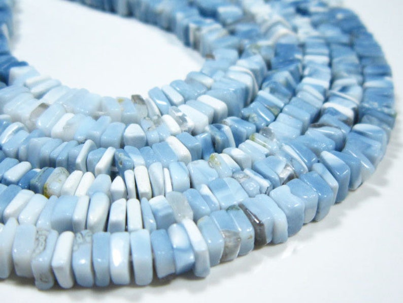 17Strand-Stone measures AA-African Blue Opal Smooth Cube Heishi 4mm-B750