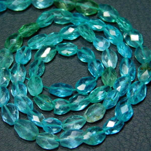 AAA-Neon Apatite Faceted Oval Shape Nuggets- 13"Strand -Stones measure- 4-6mm