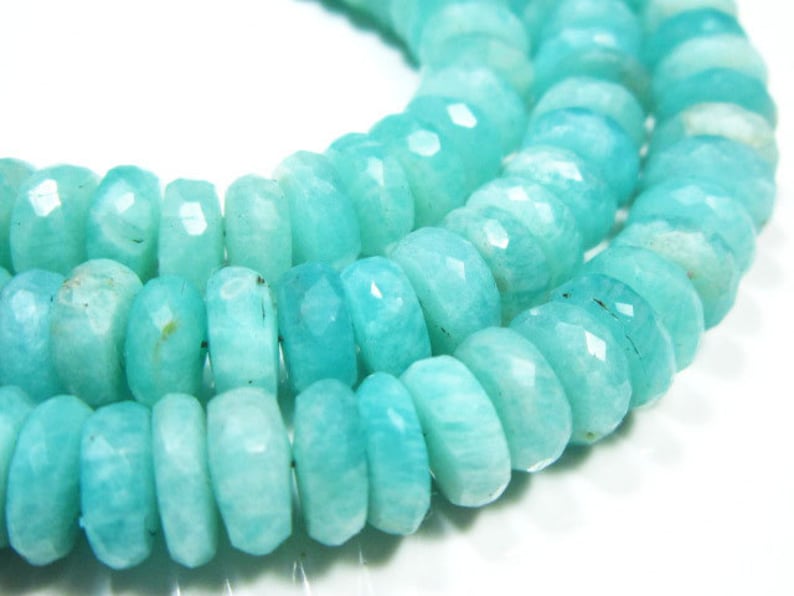 7.50-8mm-B3092 AA-Amazonite Micro Cut Tyre Shape Big Rondelles-8 Strand-Stone measures