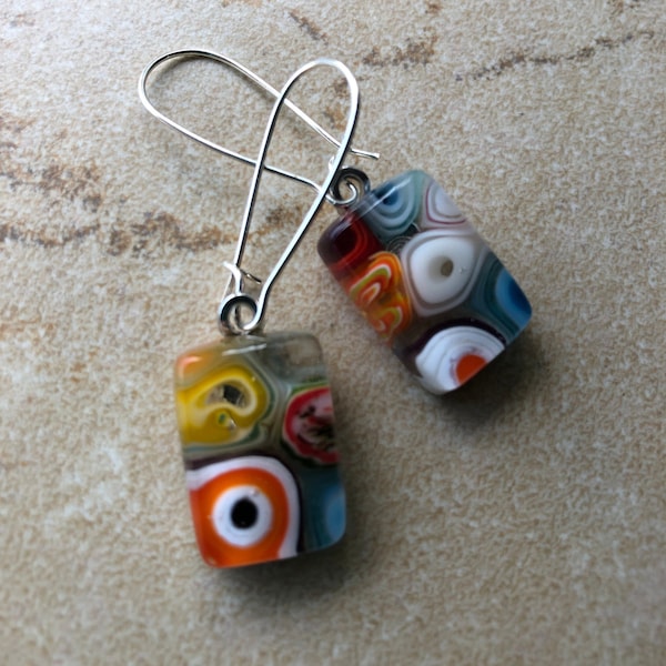 Fused Glass Earrings Etsy