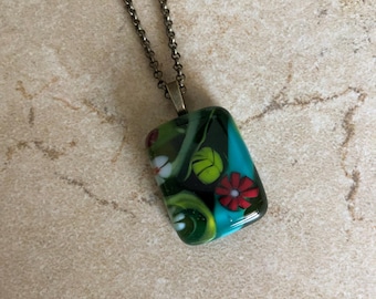 Hanger van gesmolten glas - ketting van gesmolten glas - sieraden van gesmolten glas - Murrini-glas
