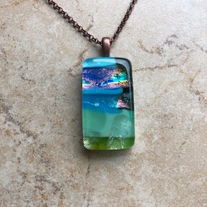 Fused Glass Pendant - Fused Glass Necklace - Dichroic Fused Glass Jewelry - Scenic Fused Glass