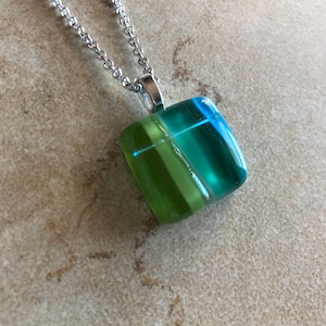 Fused Glass Pendant - Fused Glass Necklace - Dichroic Fused Glass Jewelry - Scenic Fused Glass