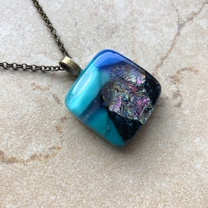 Fused Glass Pendant - Fused Glass Necklace - Dichroic Fused Glass Jewelry - Scenic Fused Glass