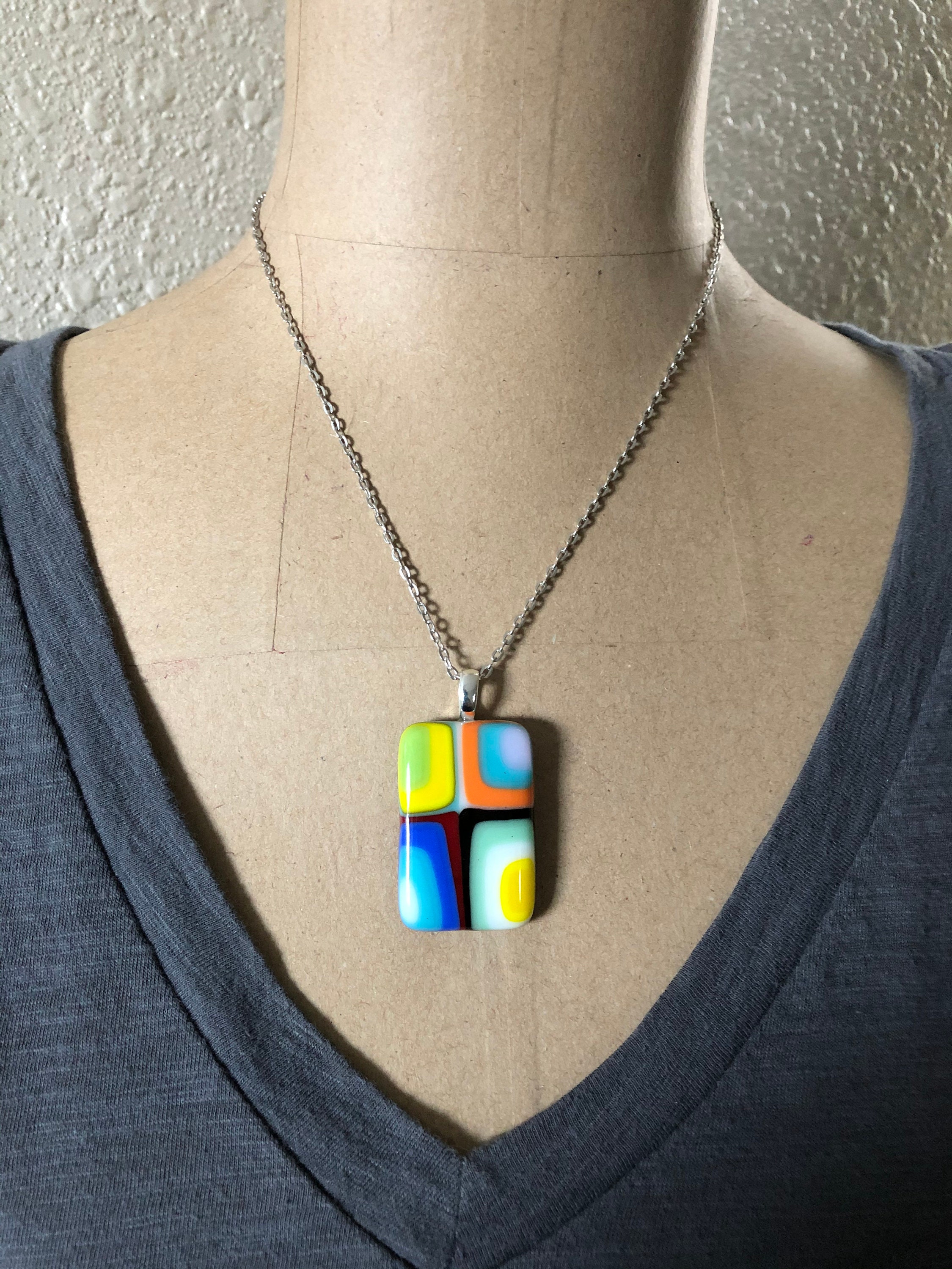 Fused Glass Pendant Fused Glass Necklace Fused Glass Etsy