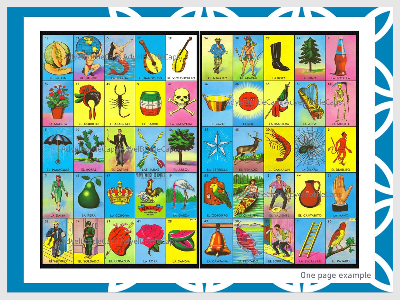 16 Loteria Cards 5 X 5 Bingo TWO SIZES Digital Download Etsy