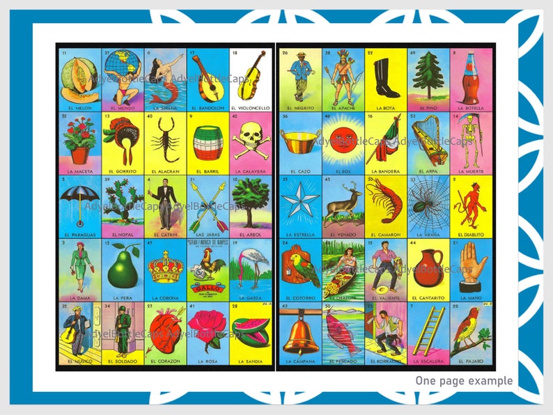 mexican bingo tablas juego 16 loteria cards cartas you print bingo two sizes digital download 5 x 5 digital file pdf paper paper party supplies aloli ru